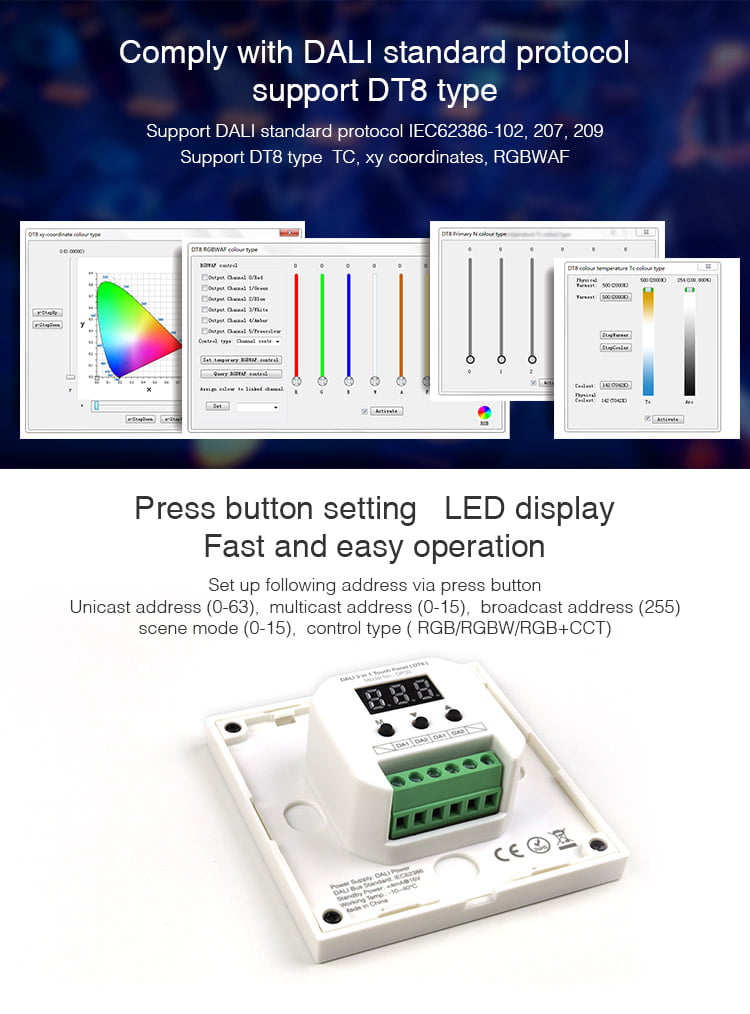 MiBoxer DP3S Panou Touch RGB+CCT DALI ( DT8 )