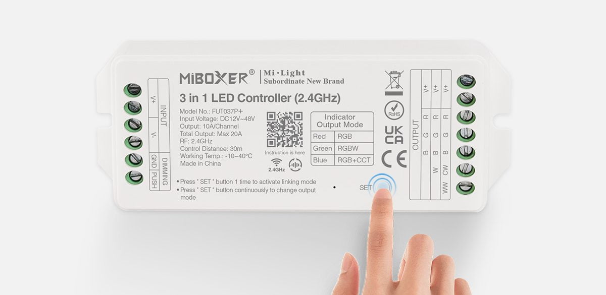MiBoxer FUT037P+ Controler 3 in 1 LED RGB / RGBW / RGB+CCT (2.4GHz)