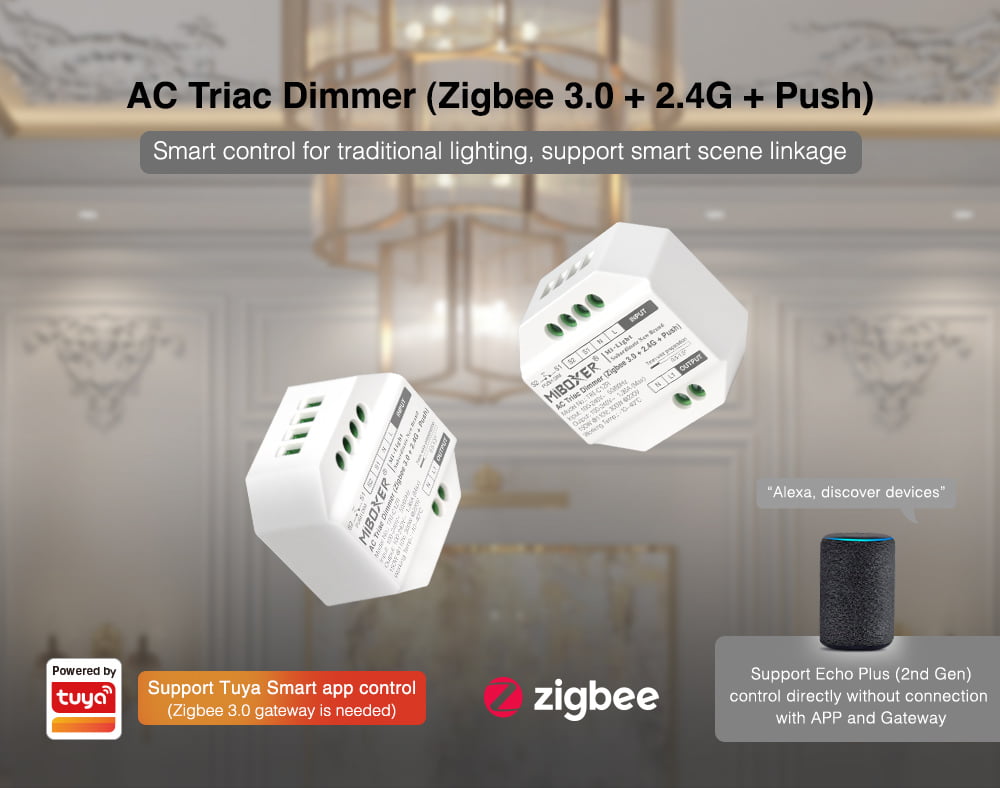 MiBoxer TRI-C1ZR AC Triac Dimmer (Zigbee 3.0 + 2.4G + Push)