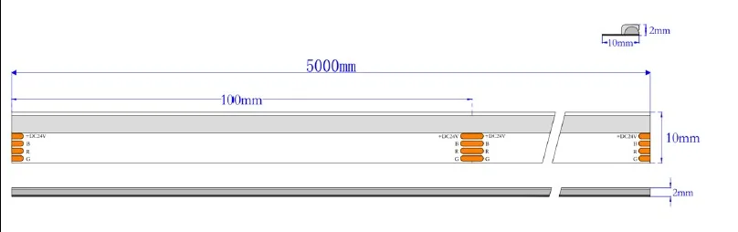 Banda LED COB RGB Side View 630LED/m, IP20, 24V, 5 Metri Banda LED COB RGB Side View 630LED/m, IP20, 24V, 5 Metri
