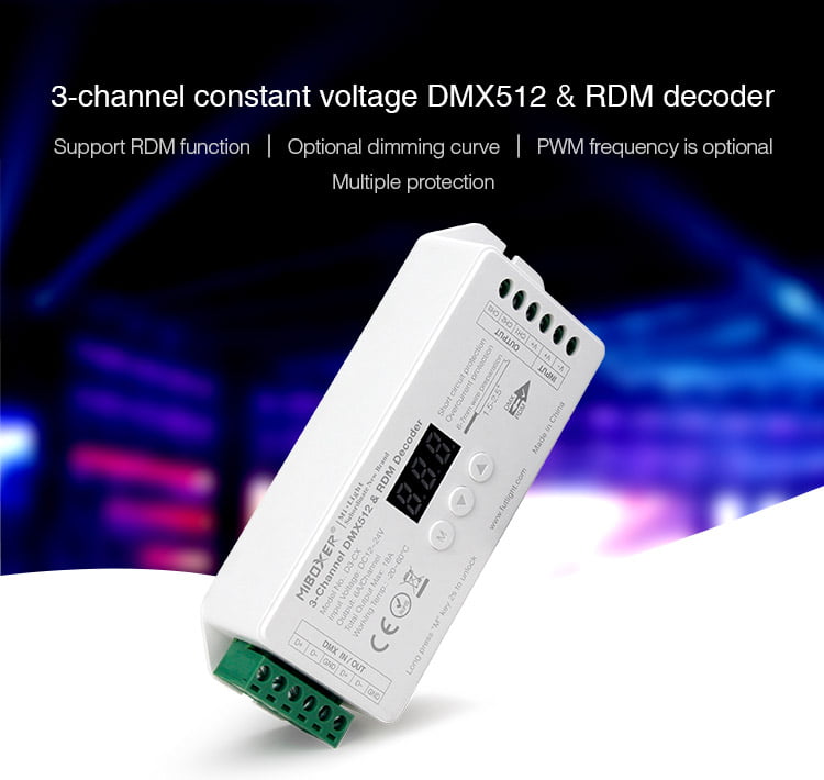 MiBoxer D3-CX Decodor RDM & DMX512 3 Canale Tensiune Constanta
