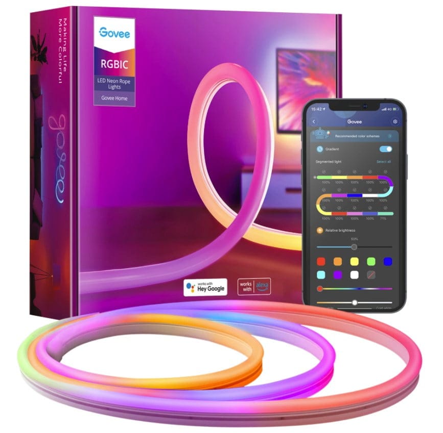 Banda LED Neon Govee H61A0 RGBIC, Inteligenta, Sincronizare Muzica, Wifi, 3m, IP67, Alexa , Google Asistant