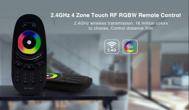 Miboxer FUT096-B Telecomanda RGB, RGBW 4 zone 2.4G, Negru