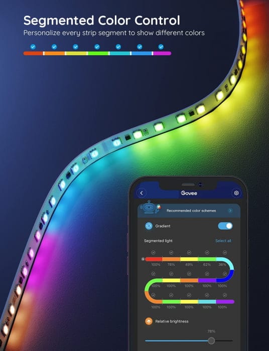 Banda LED Govee H6143 RGBIC, Sincronizare Muzica, Wifi si Bluetooth 5m, Alexa, Google Asistant