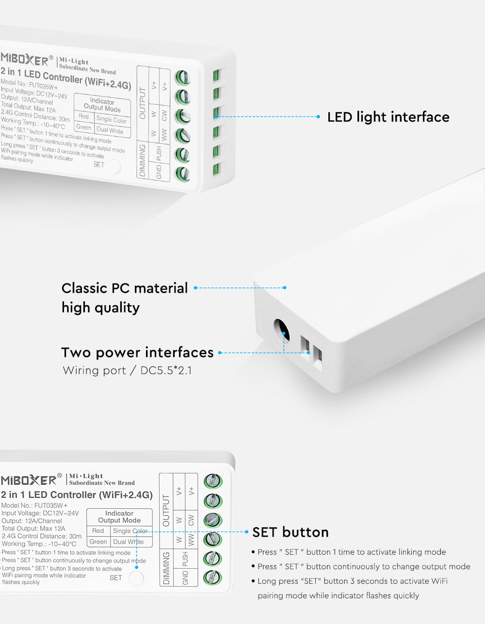 MiBoxer FUT035W+ Controler 2in1 WIFI+2.4G Monocolor/Dual WHite