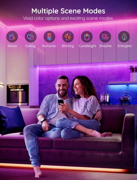 Banda LED Govee H6154 RGB, Sincronizare Muzica, Wifi si Bluetooth 15m, Telecomanda, Alexa , Google Asistant