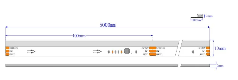 Banda LED COB Digitala RGB Side View 630LED/m, IP20, 24V, 5 Metri Banda LED COB Digitala RGB Side View 630LED/m, IP20, 24V, 5 Metri