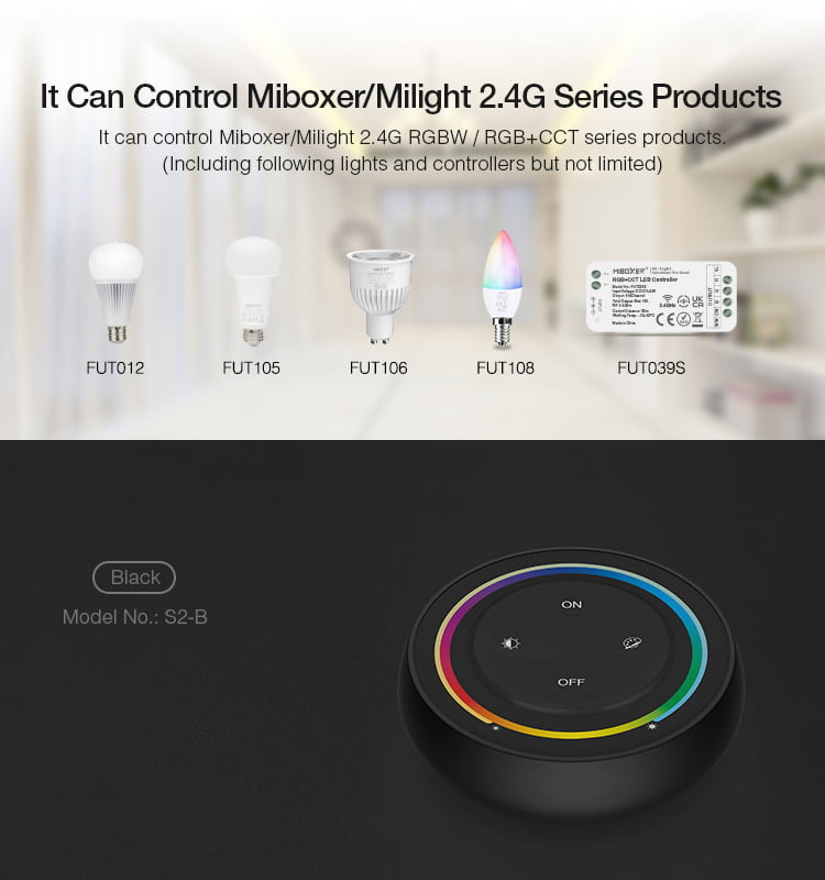 MiBoxer S2-G Telecomanda Sunrise 2.4G RGB, RGBW, RGB+CCT, Gri