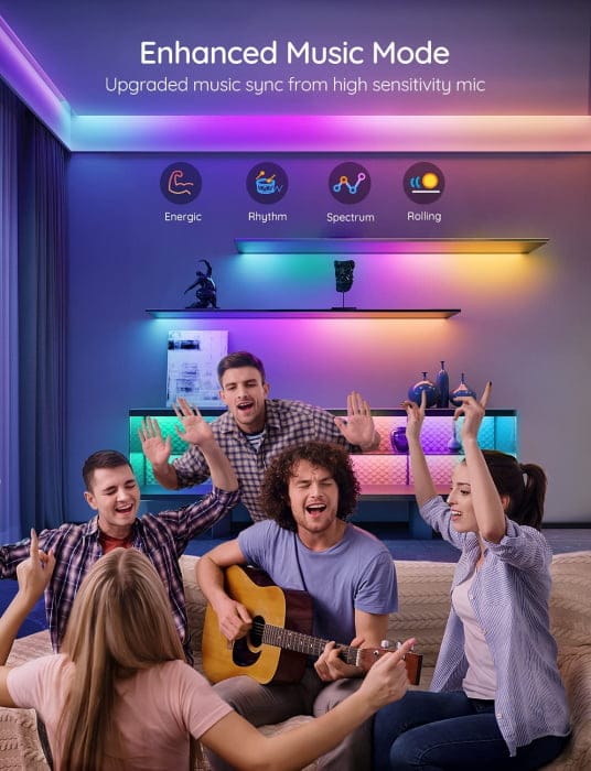 Banda LED Govee H6143 RGBIC, Sincronizare Muzica, Wifi si Bluetooth 5m, Alexa, Google Asistant