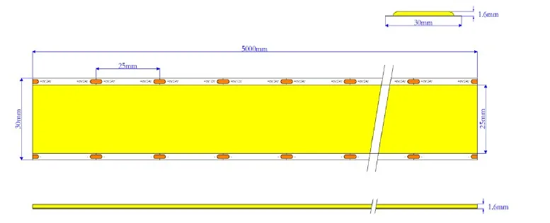 Banda LED COB Alb Rece Surface 30mm, 1600LED/m, IP20, 24V, 5 Metri