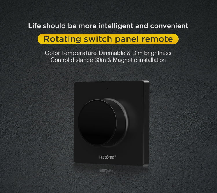 MiBoxer K1-B Telecomanda de Perete 2.4Ghz cu Switch Rotativ Dual White/Monocolor, Negru